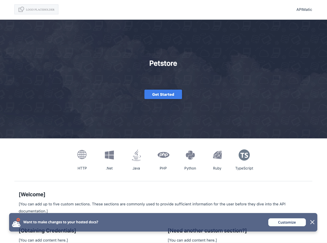 Developer Portal Homepage