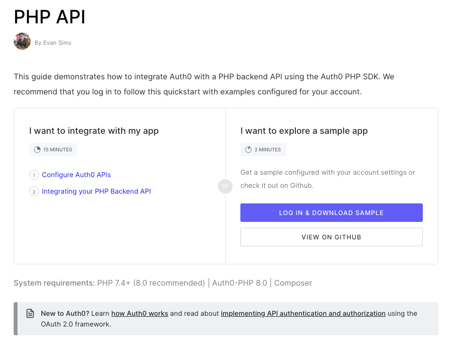 Auth0 Quick Start for PHP