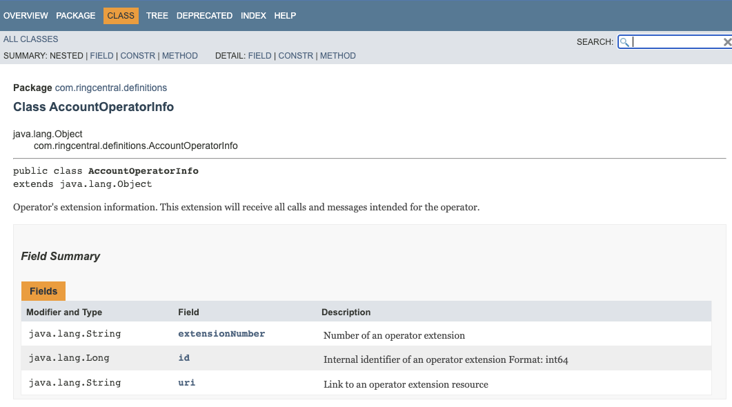 Ring Central SDK reference